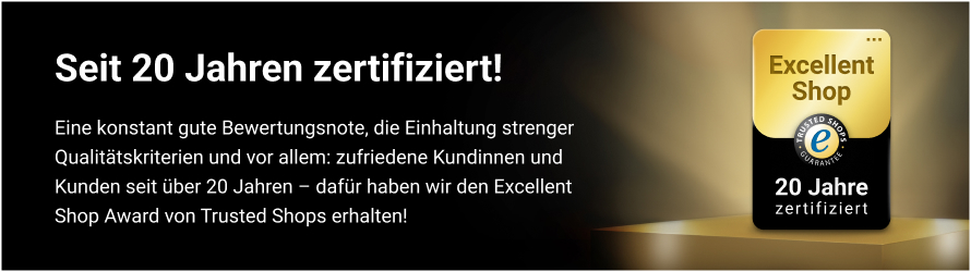 Trusted Shops Excellent Shop Award 20 Jahre
